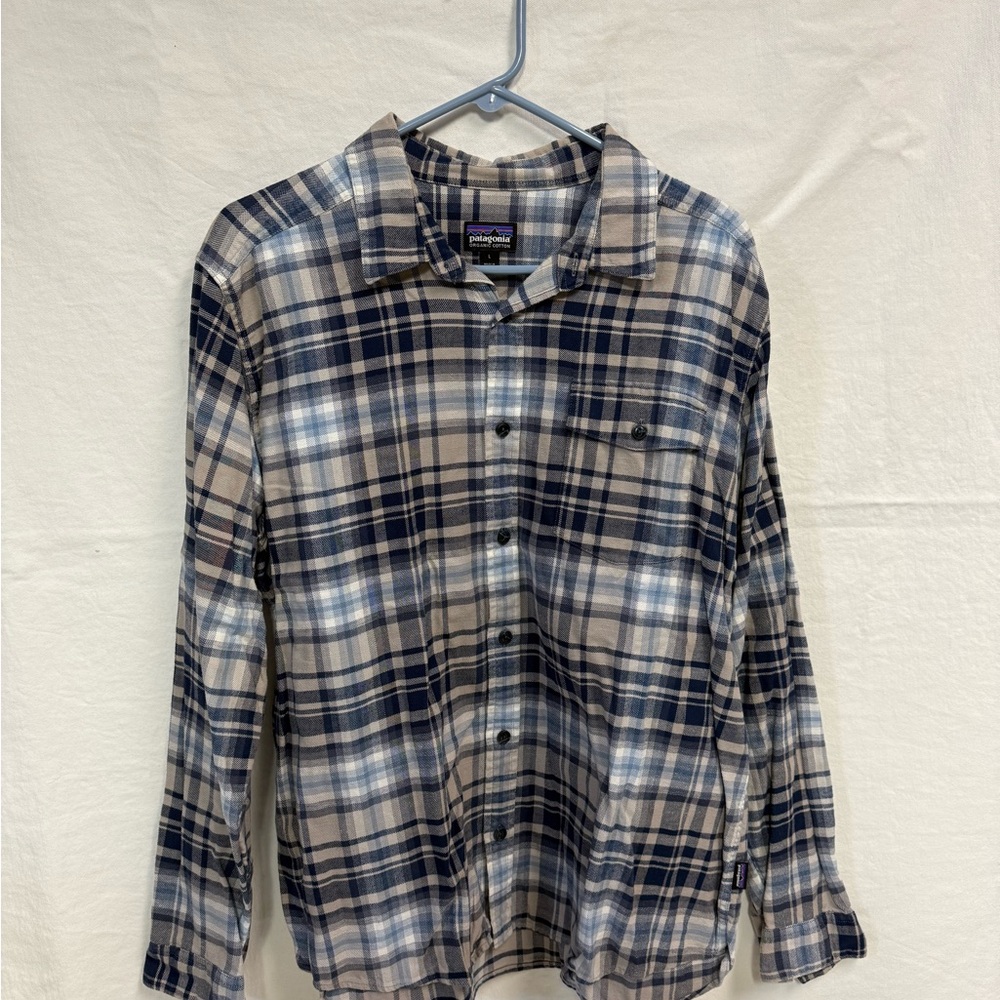 Patagonia Plaid Button-Down Shirt in Navy and Tan
